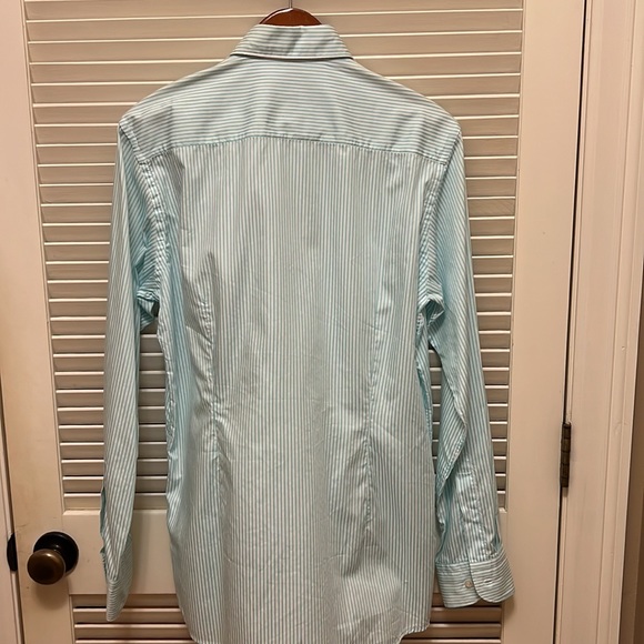 19. Eton Contemporary Mens Dress Shirt in Mint-Green Stripes - Picture 6 of 14